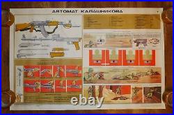 Authentic Soviet Russian USSR Military Poster AKM Kalashnikov Automatic Rifle