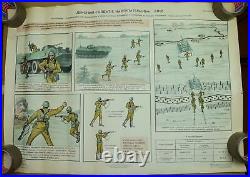 Authentic Soviet USSR Military Army Poster Infantry Attack Warfare Tactics AKM#7