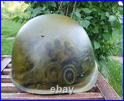 Original USSR Military Army Helmet Painted Art Theme'The Motorcyclists in WW2