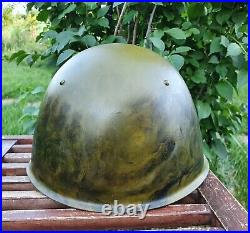 Original USSR Military Army Helmet Painted Art Theme'The Motorcyclists in WW2