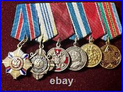 RUSSIAN FED/USSR ORDERs/ Medals Miniature Bar of 6 Awards 2 Orders 4 Medals