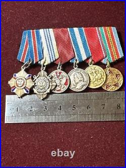 RUSSIAN FED/USSR ORDERs/ Medals Miniature Bar of 6 Awards 2 Orders 4 Medals