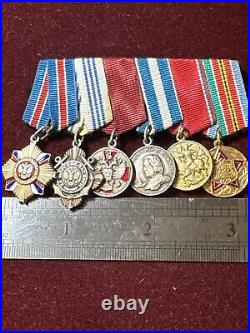 RUSSIAN FED/USSR ORDERs/ Medals Miniature Bar of 6 Awards 2 Orders 4 Medals