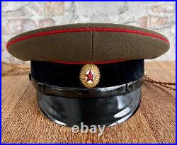 Rare Soviet Military Visor Cap Army Khaki Hat Size 54 USSR 1957