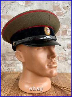 Rare Soviet Military Visor Cap Army Khaki Hat Size 54 USSR 1957