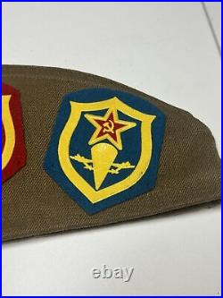 Rare Soviet Union Russian Military Hat & Pins. USSR CCCP Badge with 3 patches