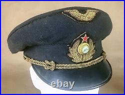 Rare Soviet Ussr Military/civil Airplane Pilot Hat Visor Cap Bullion Wreath Wing