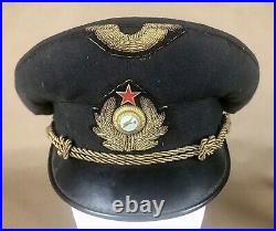 Rare Soviet Ussr Military/civil Airplane Pilot Hat Visor Cap Bullion Wreath Wing