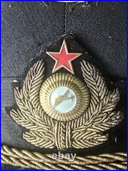 Rare Soviet Ussr Military/civil Airplane Pilot Hat Visor Cap Bullion Wreath Wing