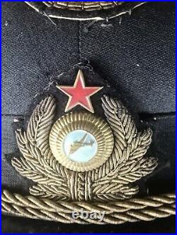 Rare Soviet Ussr Military/civil Airplane Pilot Hat Visor Cap Bullion Wreath Wing