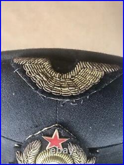 Rare Soviet Ussr Military/civil Airplane Pilot Hat Visor Cap Bullion Wreath Wing