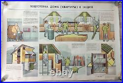 Rare series original Soviet military posters Civil defense the population USSR