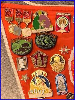 Russian Soviet USSR 58 Pins On Pennant Sports Military Political Cities Lenin