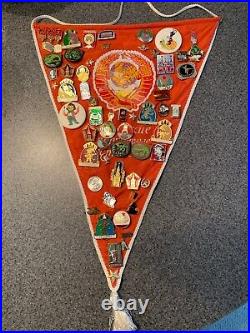 Russian Soviet USSR 58 Pins On Pennant Sports Military Political Cities Lenin