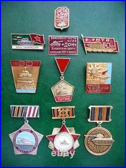 Set 10 USSR Soviet Badge Tank Military Veteran Buttle WWII War