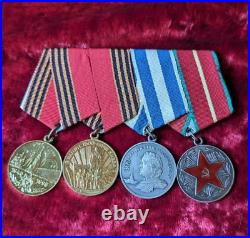 Soviet Army STERLING SILVER Medal 20 Years Impeccable Military Service SET 4 pcs