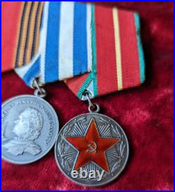 Soviet Army STERLING SILVER Medal 20 Years Impeccable Military Service SET 4 pcs