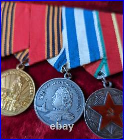 Soviet Army STERLING SILVER Medal 20 Years Impeccable Military Service SET 4 pcs