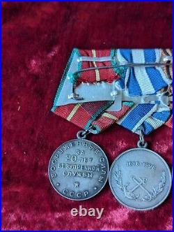 Soviet Army STERLING SILVER Medal 20 Years Impeccable Military Service SET 4 pcs