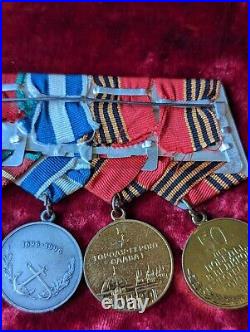 Soviet Army STERLING SILVER Medal 20 Years Impeccable Military Service SET 4 pcs