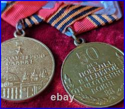 Soviet Army STERLING SILVER Medal 20 Years Impeccable Military Service SET 4 pcs