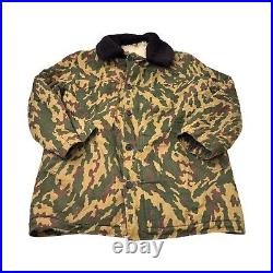 Soviet Russian Vintage Camo Military Jacket Coat Sheep Lining Fits Large L