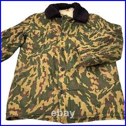 Soviet Russian Vintage Camo Military Jacket Coat Sheep Lining Fits Large L