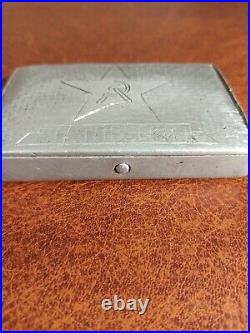 Soviet vintage military soldier homemade cigarette case. 1940-50. Aluminum. Orig