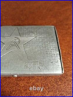 Soviet vintage military soldier homemade cigarette case. 1940-50. Aluminum. Orig