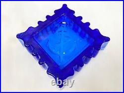 USSR Russia Blue Crystal Military Marine Fleet (VMF) Ashtray