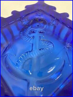 USSR Russia Blue Crystal Military Marine Fleet (VMF) Ashtray