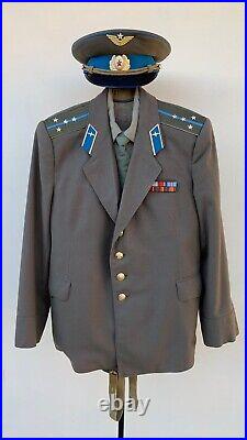 Vintage 1970-80s Soviet military uniform of a pilot with the rank of captain