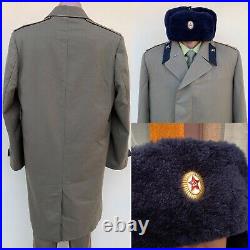 Vintage 1980s Soviet Military Uniform Set, coat, shirt, ushanka hat and pants