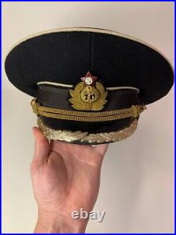 Vintage Russian Military Officer High Rank Hat Cap Navy Soviet Russia USSR