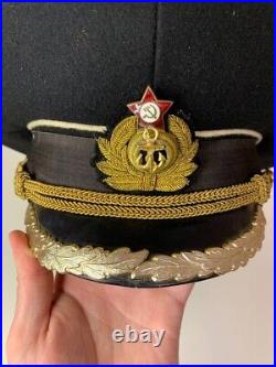 Vintage Russian Military Officer High Rank Hat Cap Navy Soviet Russia USSR