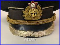 Vintage Russian Military Officer High Rank Hat Cap Navy Soviet Russia USSR