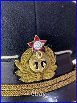 Vintage Russian Military Officer High Rank Hat Cap Navy Soviet Russia USSR