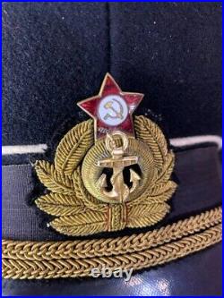 Vintage Russian Military Officer High Rank Hat Cap Navy Soviet Russia USSR