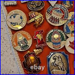 Vintage Russian Soviet Military Pin Award Lot of 82 CCCP Pinbacks On A Pendant