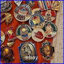 Vintage Russian Soviet Military Pin Award Lot of 82 CCCP Pinbacks On A Pendant