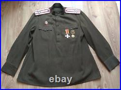 Vintage Soviet Army USSR Uniform Jacket Military Tunic with russian award badge