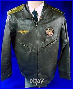 Vintage Soviet Russian Russia USSR Aviator Military Pilot Flight Leather Jacket