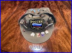 Vintage Soviet Union Russian Military Hat with 19 Pins USSR Patches 1990 #57