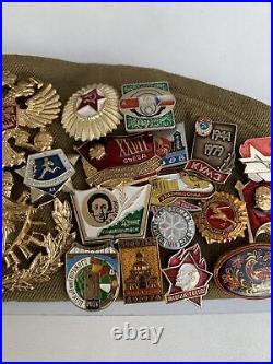 Vintage Soviet Union USSR Russian Military Hat Cap Pins Patches, P-57