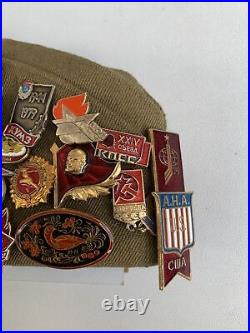 Vintage Soviet Union USSR Russian Military Hat Cap Pins Patches, P-57