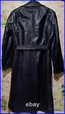 Vintage Women USSR military KGB NKVD leather coat uniform Stalin Era 1930-1940's