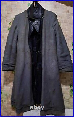 Vintage Women USSR military KGB NKVD leather coat uniform Stalin Era 1930-1940's