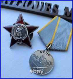 Vintage soviet badge. Order of the Red Star WW2. & The medal for Military Merit