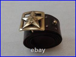 Vtg Soviet Army General's Belt Real Leather Russian Military Buckle Uniform USSR