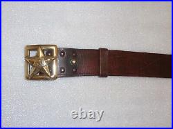 Vtg Soviet Army General's Belt Real Leather Russian Military Buckle Uniform USSR